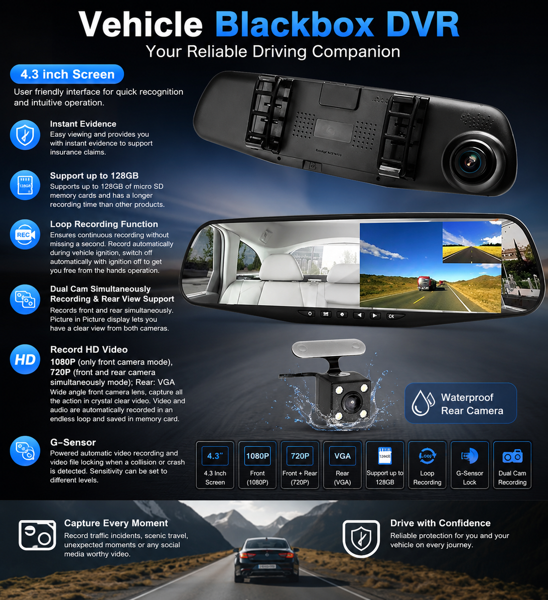 Full HD Vehicle Blackbox DVR Dash Camera – 1080P Car Dashboard Recorder with Night Vision & Loop Recording